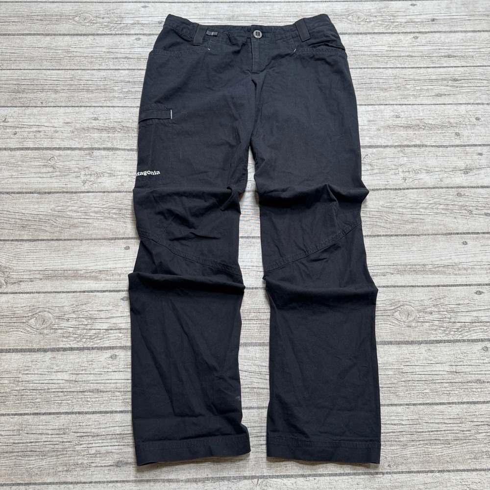 Patagonia Cargo Pants Womens 4 Black Straight Leg Cotton Hiking Outdoor Gorpcore
